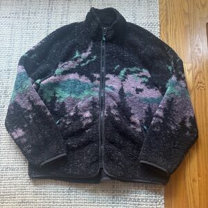 Abercrombie & Fitch Black Print Fleece Jacket XL